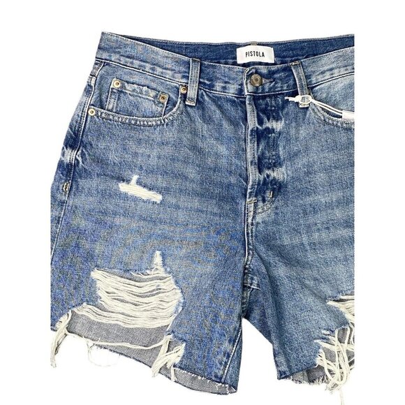 PISTOLA Womens Devin High Rise Mom Cut Off Lucca Distressed Size 28 - Picture 3 of 11